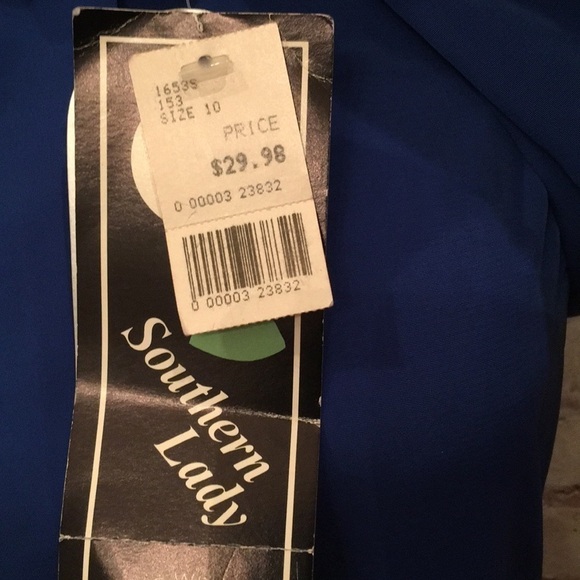 VINTAGE SOUTHERN LADY SECRETARY BLOUSE ROYAL BLUE - Picture 5 of 6